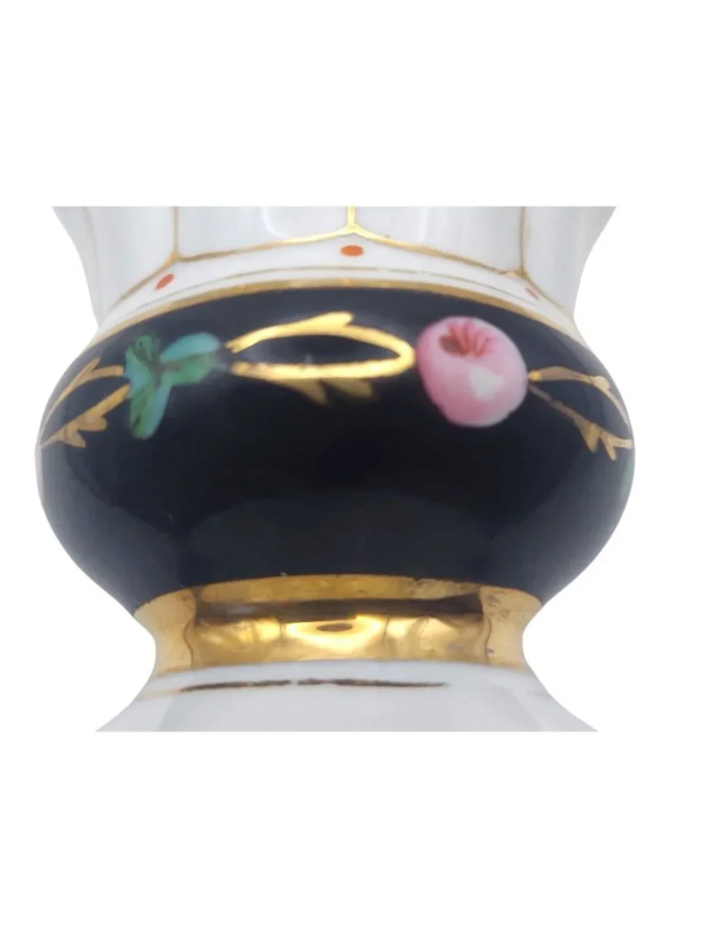 Hand Painted Porcelain Vase Set Of 2 Gold Trim Floral Urn Shape Vtg Victorian